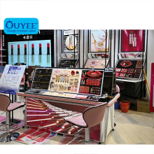 Cosmetics Display Design Showcase Cosmetic Storage Cabinet Wood Cosmetic Shop Furniture Makeup Stand With Lights